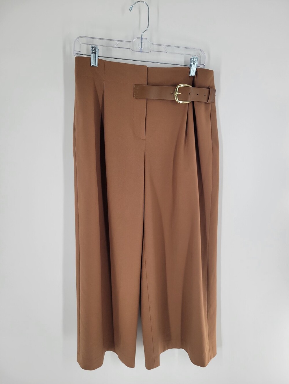 Alice + Olivia Camel Cropped Wide-Leg Belted Pants Size 8